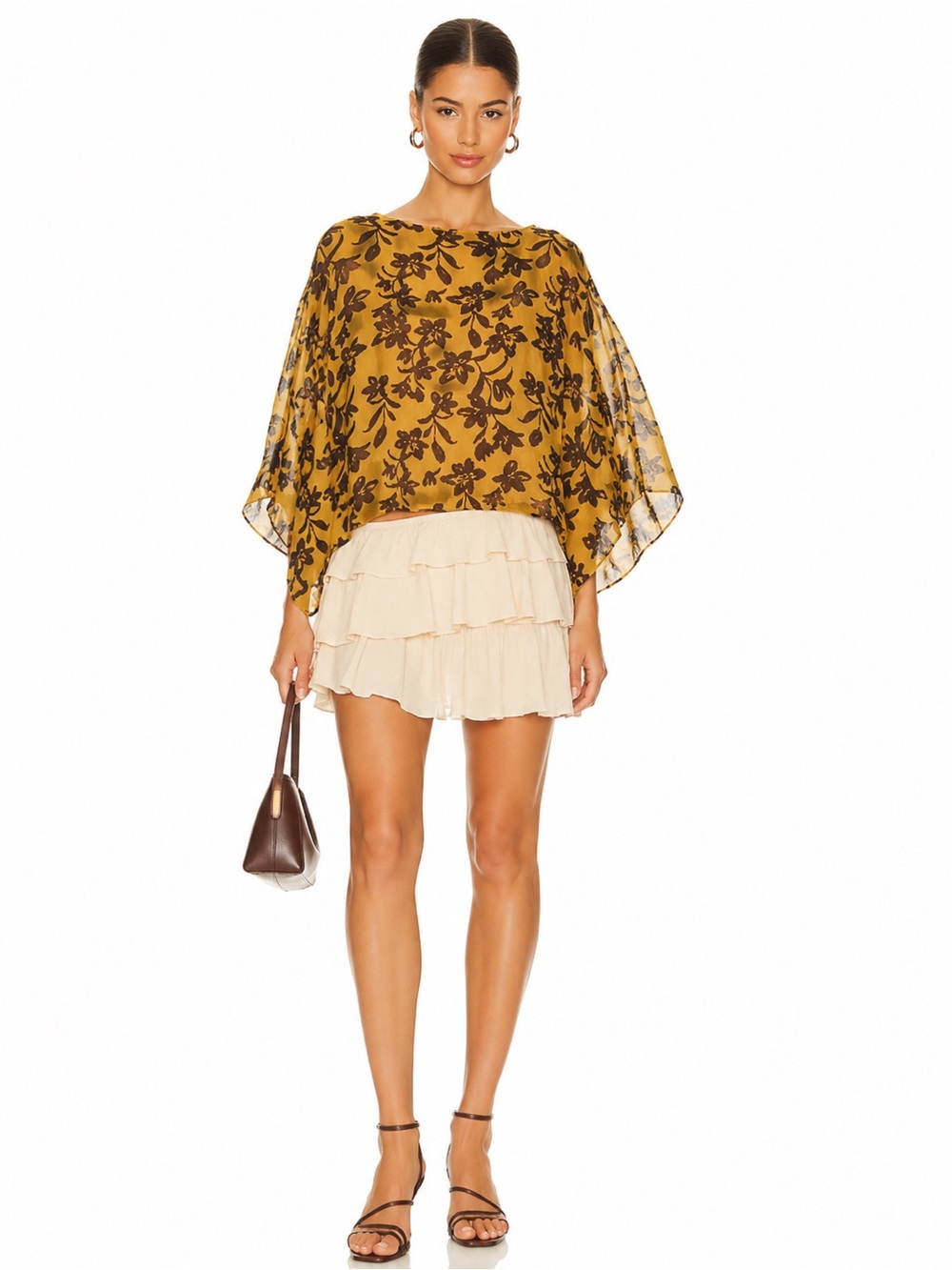 Viola Borghi silk blend made in Italy Floral Print Top blouse